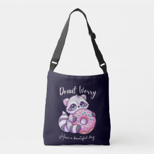 Doughnut Worry Cute Kawaii Racoon Crossbody Bag