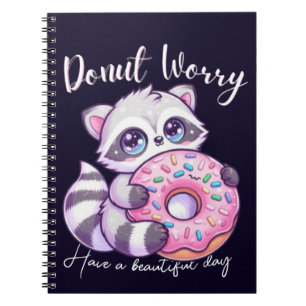 Doughnut Worry Cute Kawaii Racoon Notebook