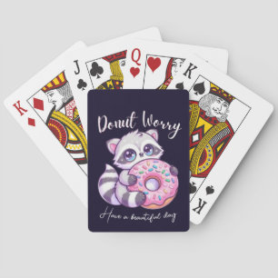 Doughnut Worry Cute Kawaii Racoon Playing Cards