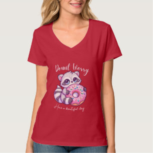 Doughnut Worry Cute Kawaii Racoon T-Shirt