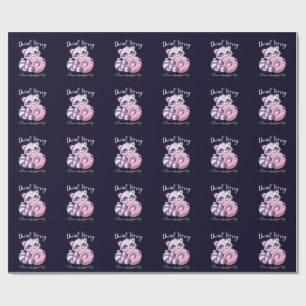 Doughnut Worry Cute Kawaii Racoon  Wrapping Paper