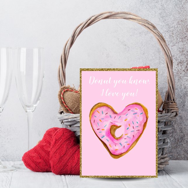 Doughnut You Know, I Love You! Pink Doughnut Valen Holiday Card (Creator Uploaded)