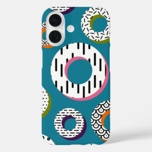 Doughnuts Abstract Monoline Pattern Pop Art iPhone 16 Case