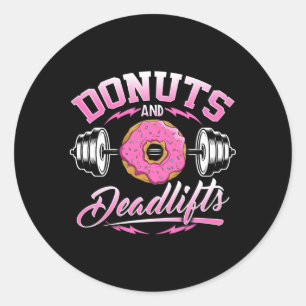 Doughnuts And Deadlifts Weightlifting Gym Jacket Classic Round Sticker