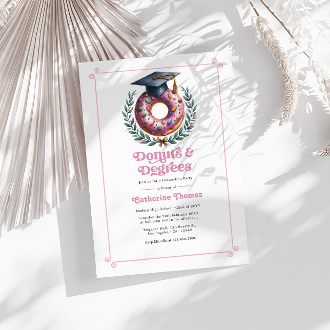 Doughnuts and Degrees Graduation Party Photo Invitation (Donuts and Degrees Graduation Party Photo Invitation)