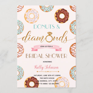 Doughnuts and diamond bridal shower party card