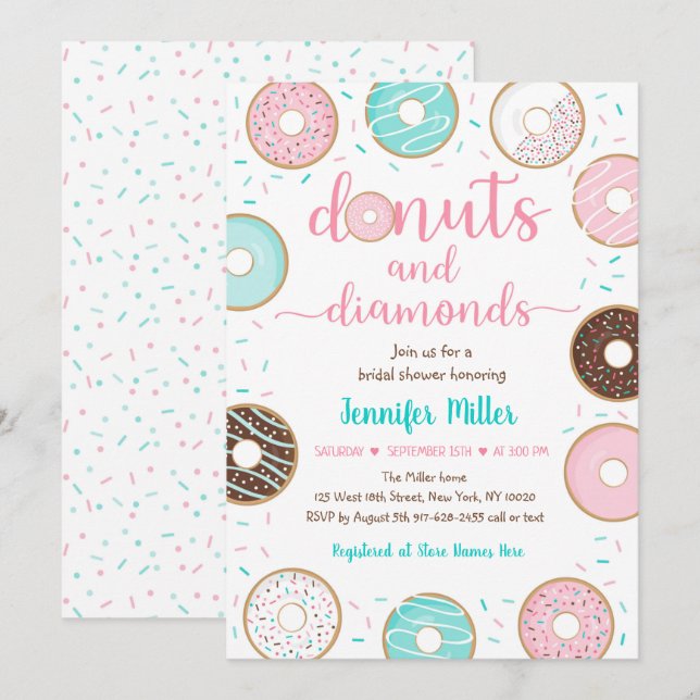 Doughnuts and Diamonds Bridal Shower Invitation (Front/Back)