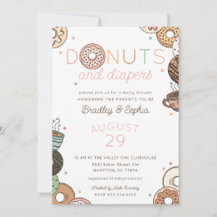 Doughnuts and Diapers Baby Girl Shower Invitation