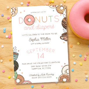 Doughnuts and Diapers Baby Girl Sprinkle Shower Invitation