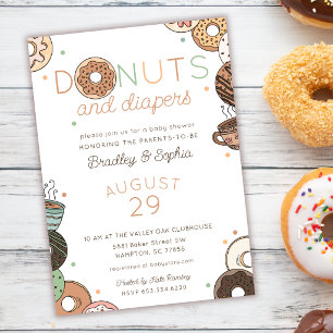 Doughnuts and Diapers Brunch Baby Boy Shower Invitation