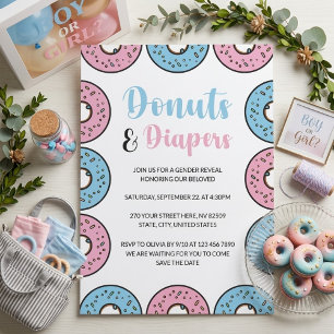 Doughnuts and Diapers Gender Reveal Invitation
