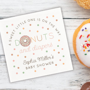 Doughnuts and Diapers Personalised Baby Girl Showe Napkin