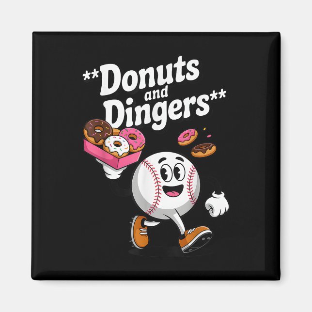 Doughnuts And Dingers Baseball Fan Humour Doughnut Magnet (Front)