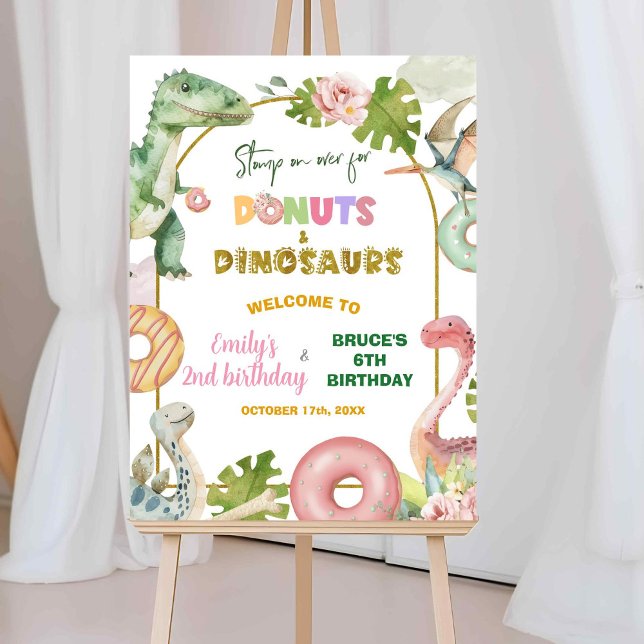 Doughnuts and Dinosaurs Joint Sibling Welcome Sign (Creator Uploaded)