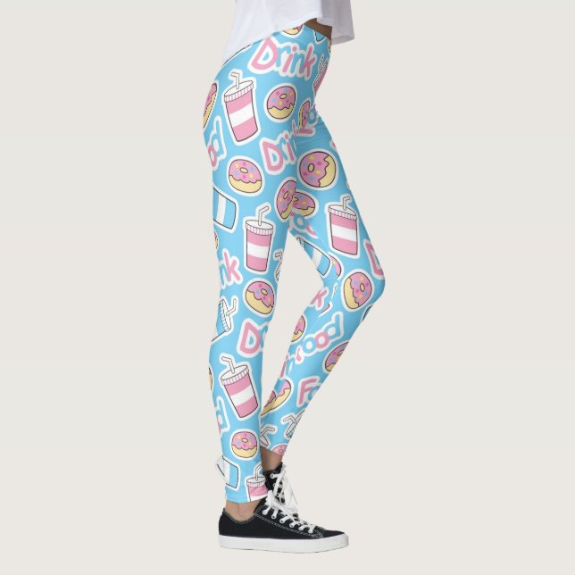 Doughnuts And Drinks Pattern Leggings (Right)