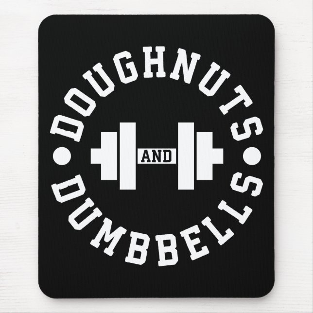 Doughnuts and Dumbbells - Carbs - Funny Workout Mouse Mat (Front)