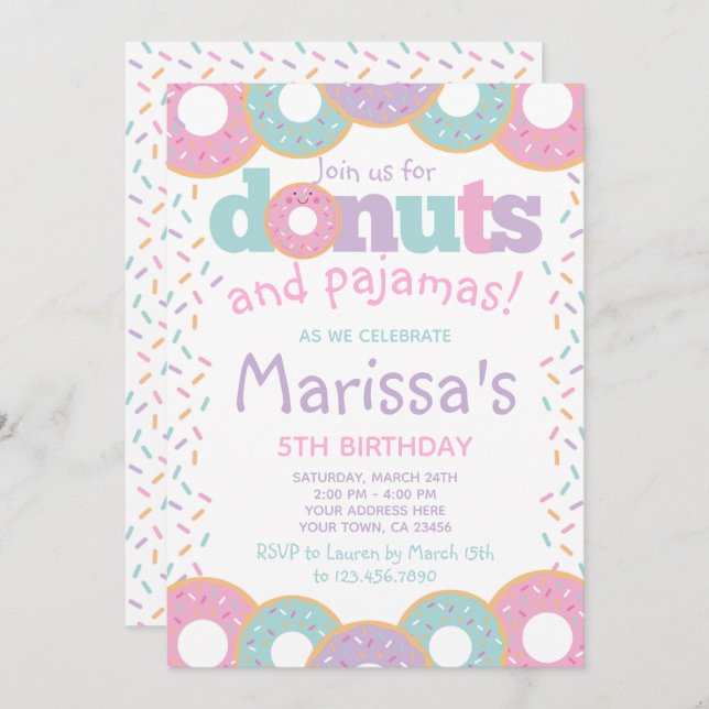 Doughnuts and Pyjamas Invitation (Front/Back)