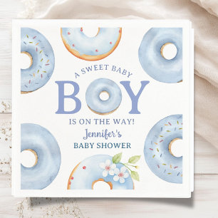 Doughnuts Baby Shower Boy Blue Paper Napkin