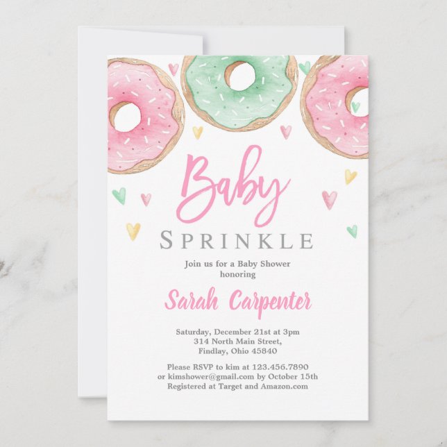 Doughnuts Baby Shower girl Invitation (Front)