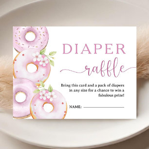 Doughnuts Baby Shower Girl Pink Diaper Raffle Enclosure Card