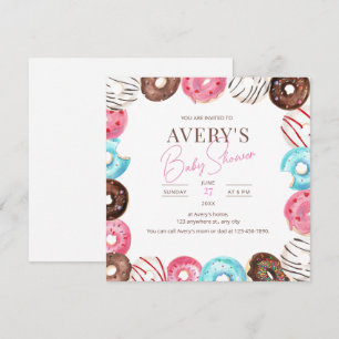 Doughnuts Baby Shower Party Sprinkle Pink Girl Sho Invitation