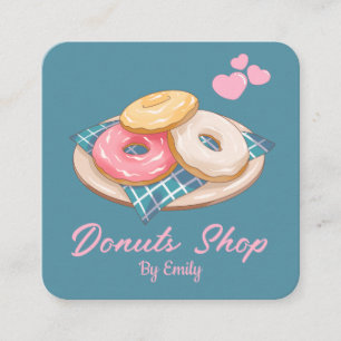 Doughnuts Bakery Square Business Card