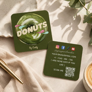 Doughnuts Bakery Square Business Card