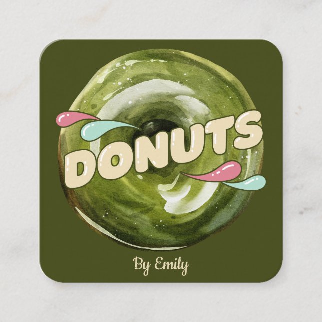 Doughnuts Bakery Square Business Card (Front)