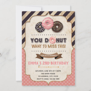 Doughnuts birthday baby shower invitation