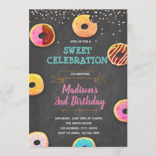 Doughnuts birthday shower party invitation