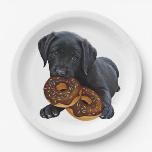 Doughnuts - Black Lab - Black Lab Paper Plate