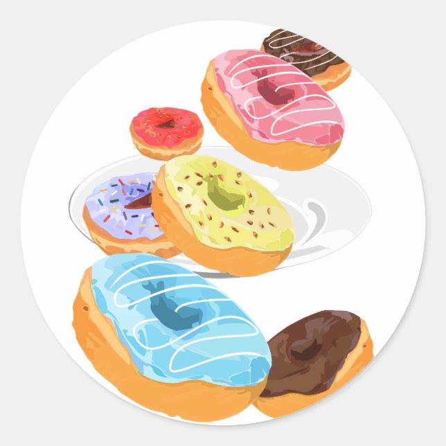 Doughnuts   classic round sticker (Front)