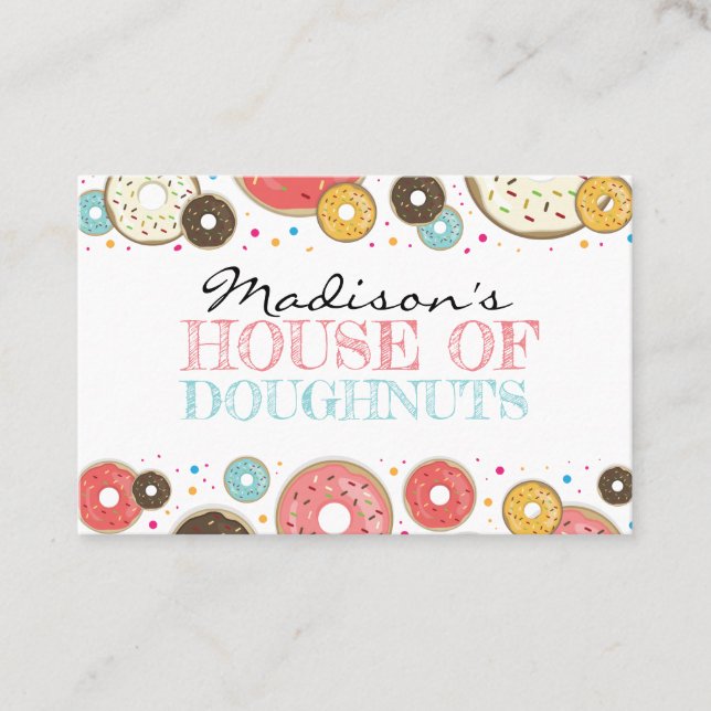 Doughnuts Colorful Pattern Business Card (Front)