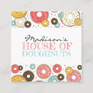 Doughnuts Colorful Pattern Square Business Card