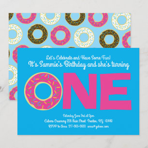 Doughnuts Colourful 1st Birthday Invitations