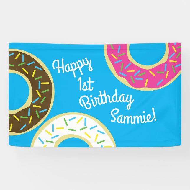 Doughnuts Colourful Doughnuts1st Birthday Party Th Banner (Horizontal)