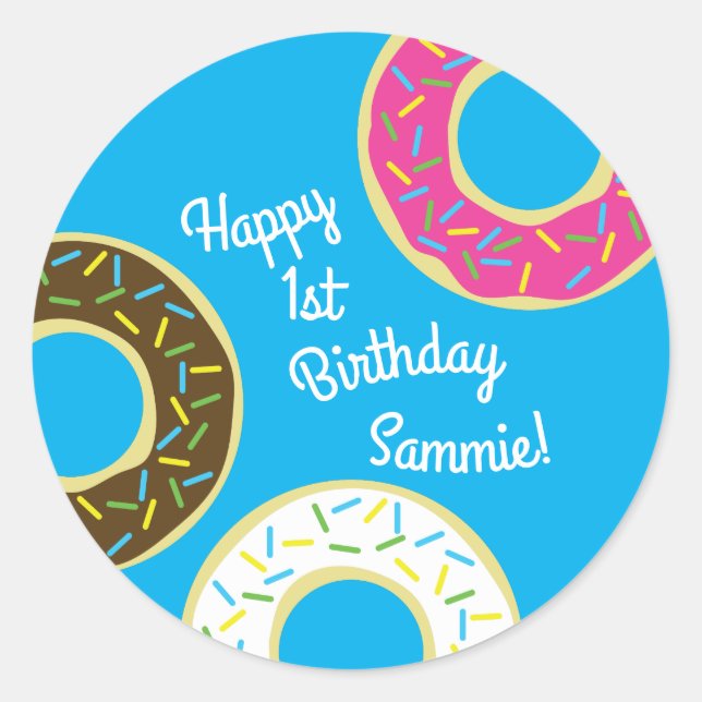 Doughnuts Colourful Doughnuts1st Birthday Party Th Classic Round Sticker (Front)