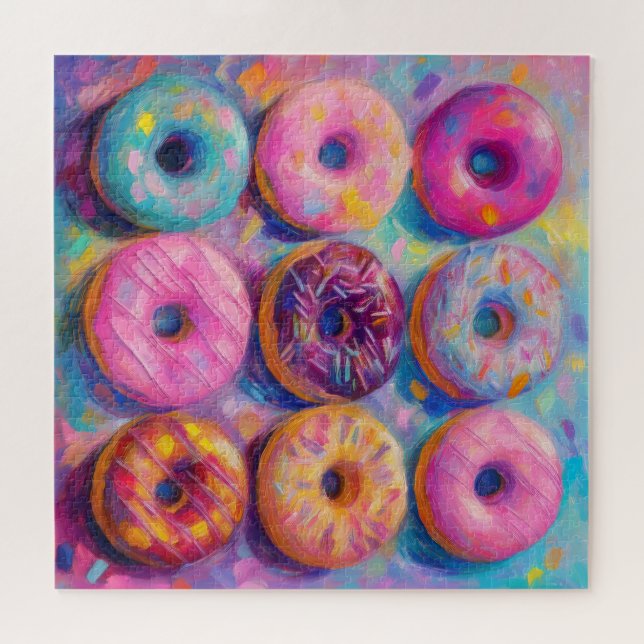 Doughnuts Colourful Modern Abstract Art Jigsaw Puzzle (Horizontal)