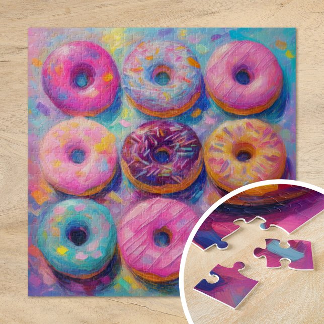 Doughnuts Colourful Modern Abstract Art Jigsaw Puzzle (Creator Uploaded)