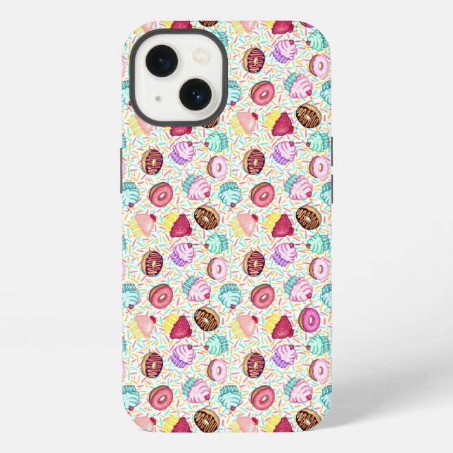 Doughnuts, colourful pastries, colourful snacks iPhone case (Back)