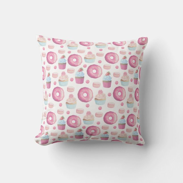 Doughnuts, cupcakes and macarons cushion (Front)