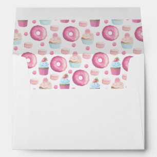 Doughnuts, cupcakes and macarons envelope