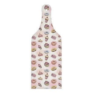 Doughnuts Cupcakes Cute Trendy Woodland Watercolor Cutting Board