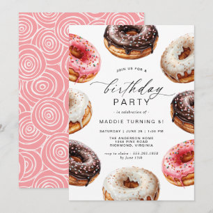 Doughnuts   Cute Dessert Theme Girl's Birthday Par Invitation
