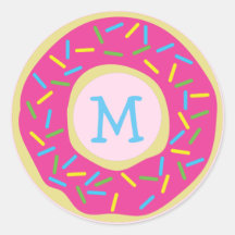 Doughnuts Cute Kid Monogram Envelope Sticker Dough