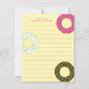 Doughnuts Cute Kid's Flat Stationary Cards Doughnu