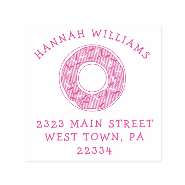 Doughnuts Cute Kid's Return Address Stamp (Design)