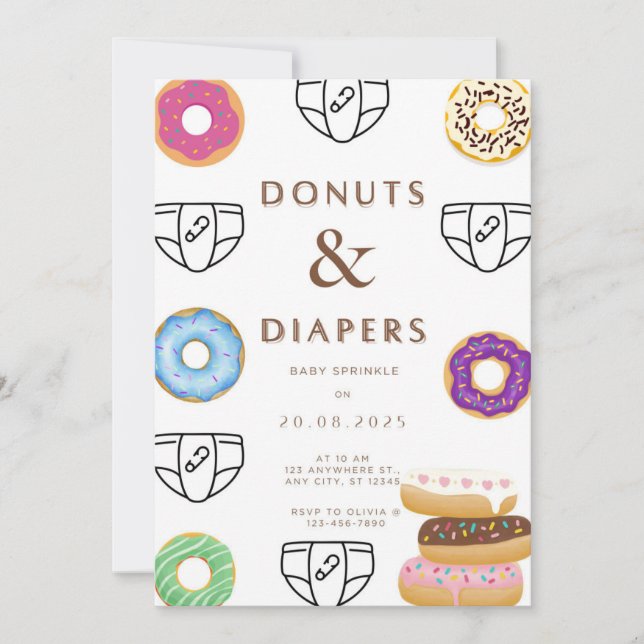 Doughnuts & Diapers Baby Show Invitation (Front)