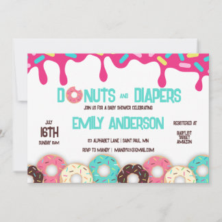 Doughnuts & Diapers Baby Shower Invitation