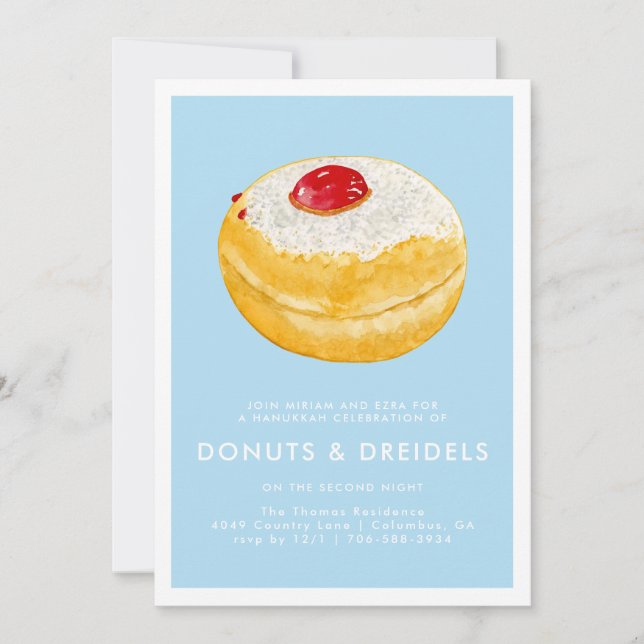 Doughnuts & Dreidels | Hanukkah Party Invitation (Front)